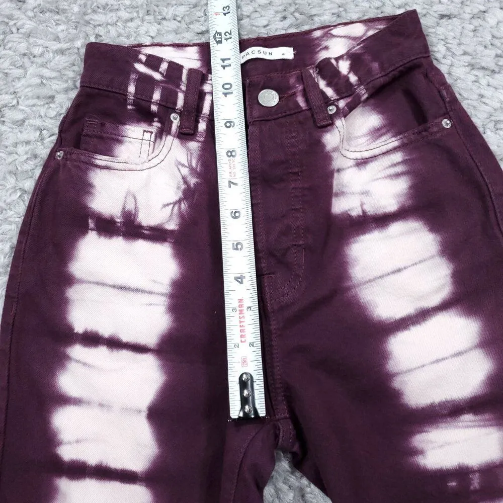 PacSun Eco Raspberry Tie Dye High Waisted Straight Leg Jeans Size 22 Purple Crop - Image 11