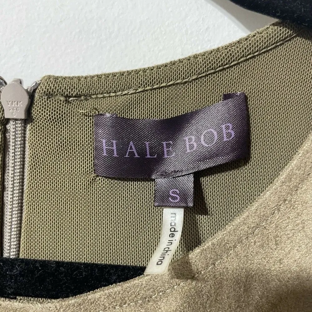 Hale Bob Tan Crocodile Embossed Fitted Faux Suede Knee Length Dress Size Small - Image 3