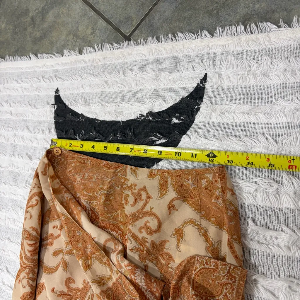 Anne Klein Skirt Womens 100% Silk Paisley Long Faux Wrap Sz 2 Boho Flowy Greece - Image 9