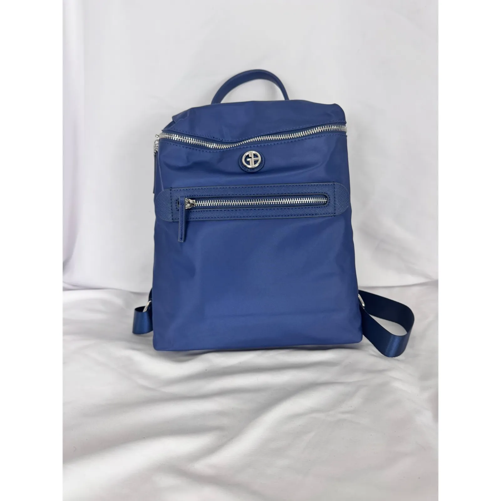 Giani Bernini Backpack Convertible Shoulder Bag Double Zip Navy Blue - Image 6