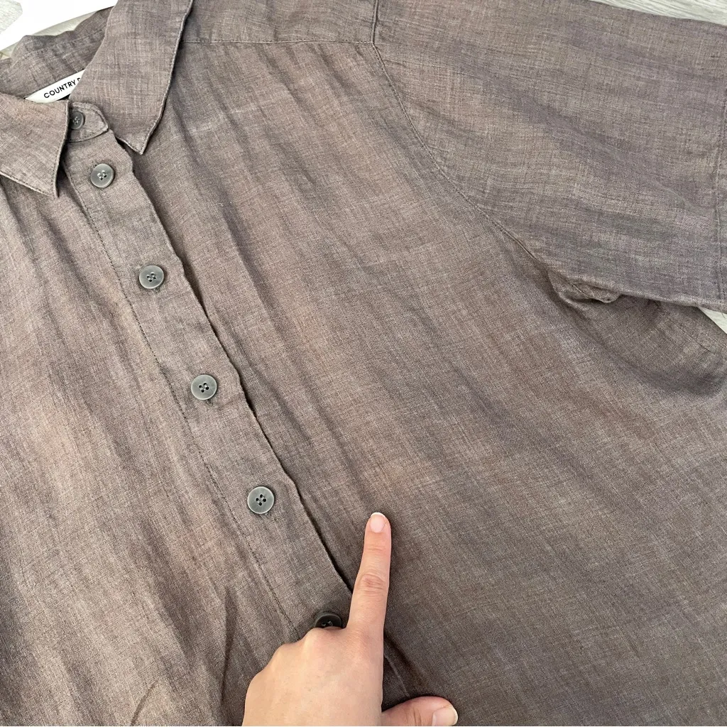 Country Road Shirt organic linen button up womens Brown (size 10) contemporary - Image 5