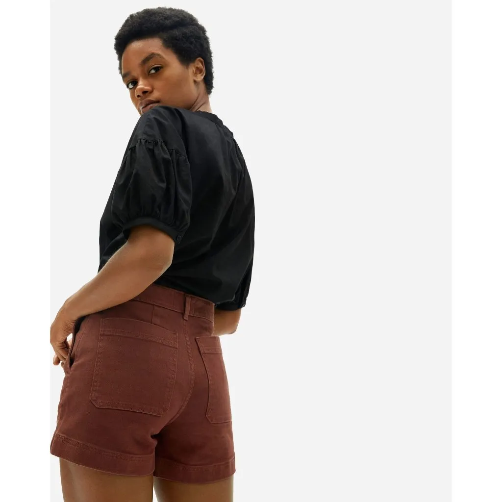 Everlane Womens The Cotton Twill Shorts Rosewood Brown 0 - Image 2