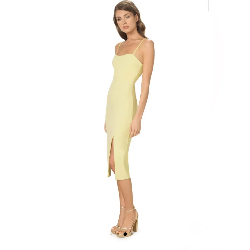 Dress the Population Adina Midi‎ Dress in Celery size Medium - Image 2