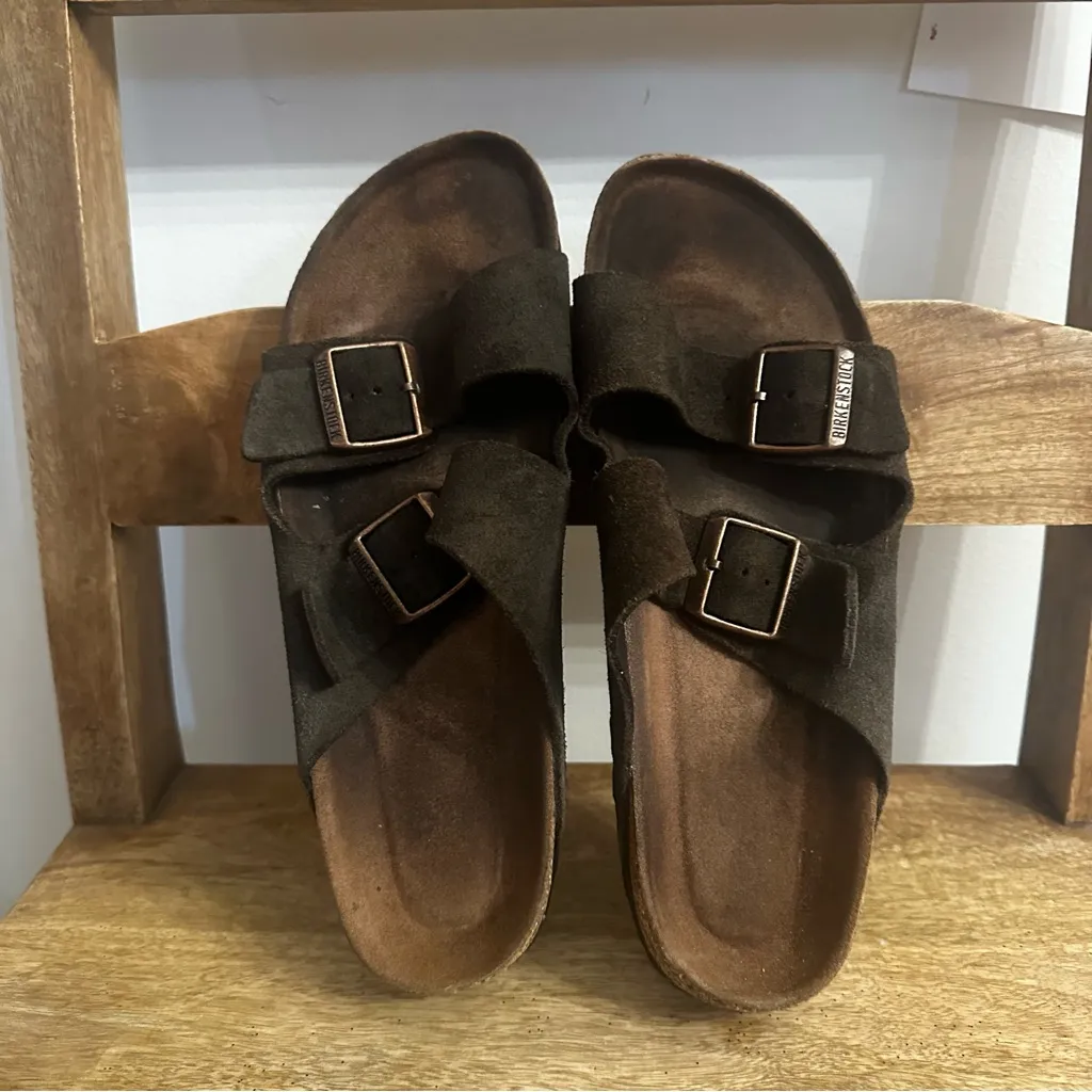 BIRKENSTOCK Arizona Mocha Suede  Leather sandals size 41 Brown comfort everyday - Image 4
