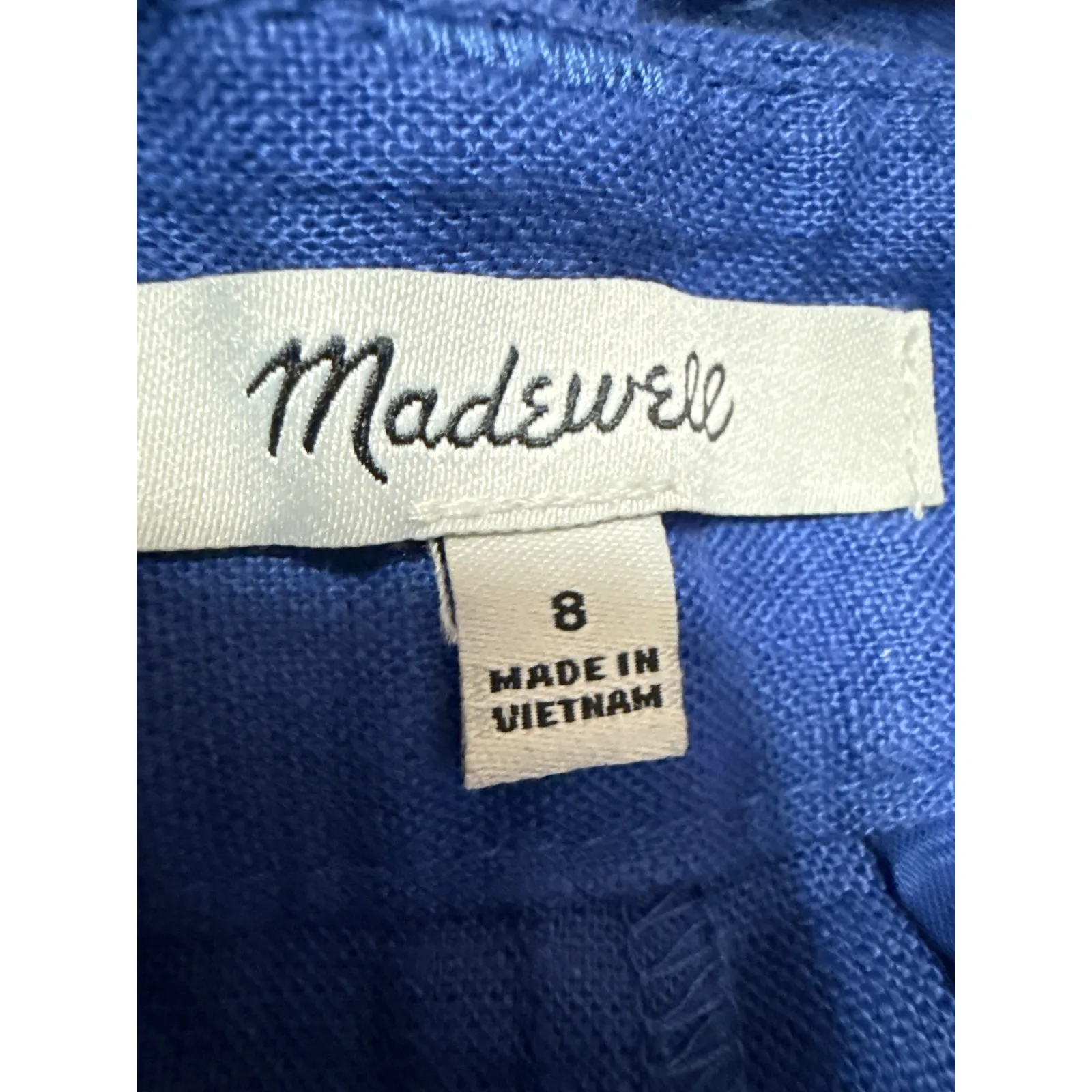 Madewell Blue 100% Linen Pleated High Rise Wide Leg Baggy Trousers Pants Size 8 - Image 4