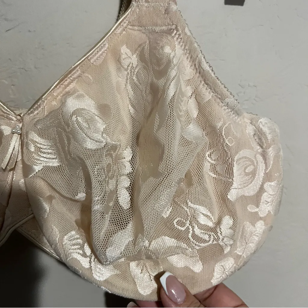 Breast Cancer Awareness Floral Beige Underwire Bra Style 85567 - Image 6