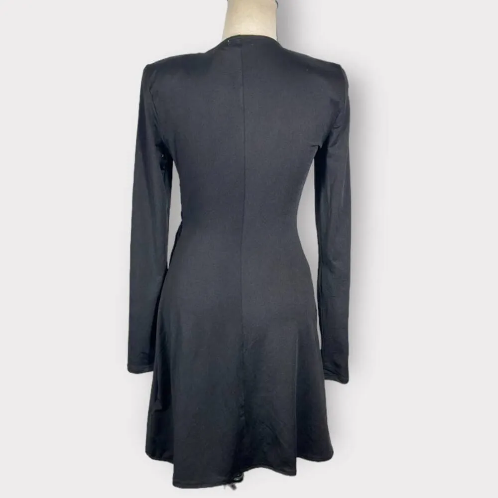 Danielle Bernstein Mini Dress Women's Medium Black Ruched O - Image 5