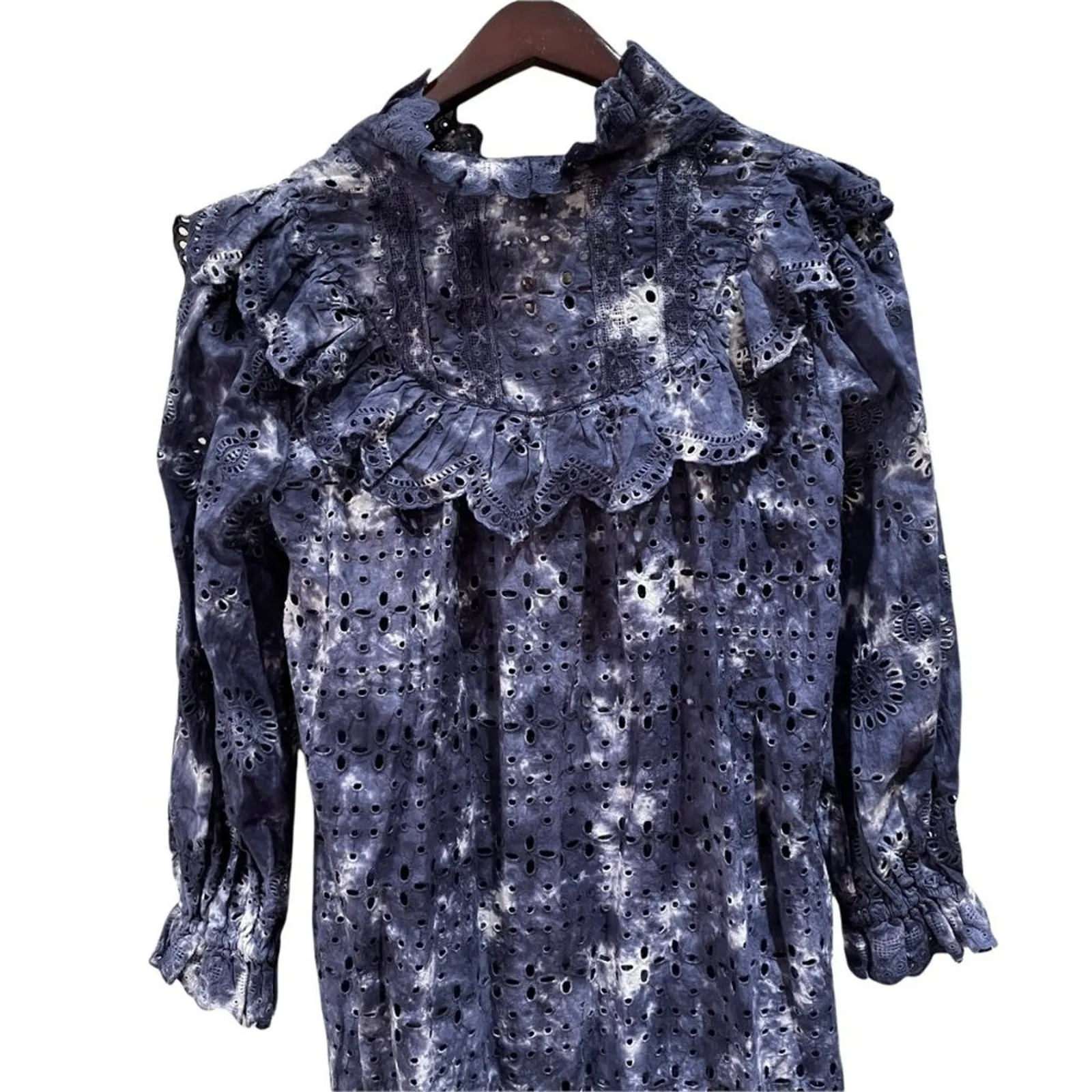 NEW LoveShackFancy Eyelet Lace Tie Dye Ruffle Dress - Image 8