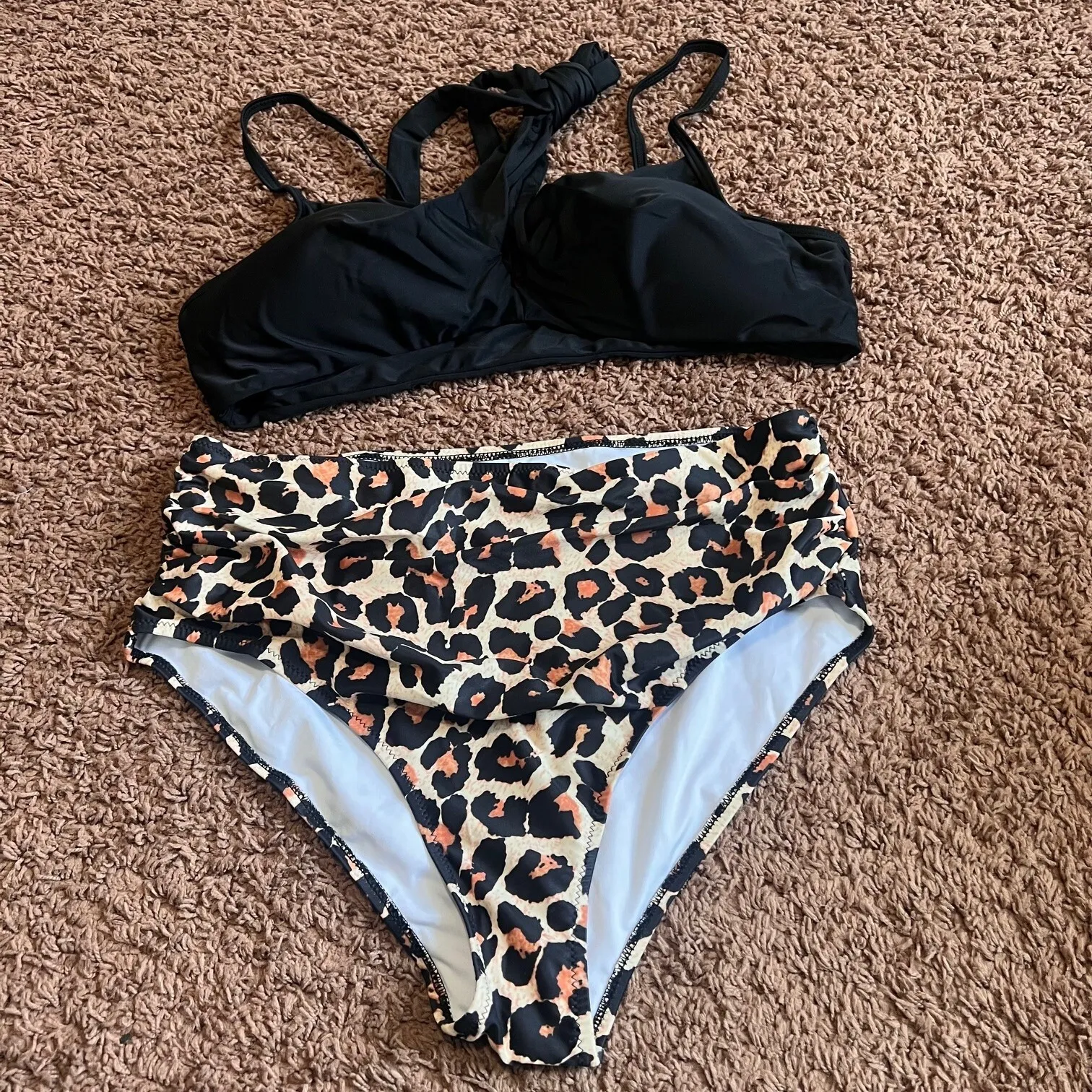 Womens 2 Piece Bikini Swimsuit High Waisted Cheetah Animal‎ Print Size XXL NEW - Image 2