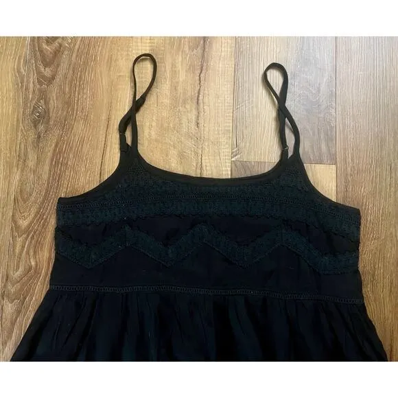 En Creme Women's Simple Eyelet Style Lace Trim Strappy Dress‎ Black M NWOT Size M - Image 6