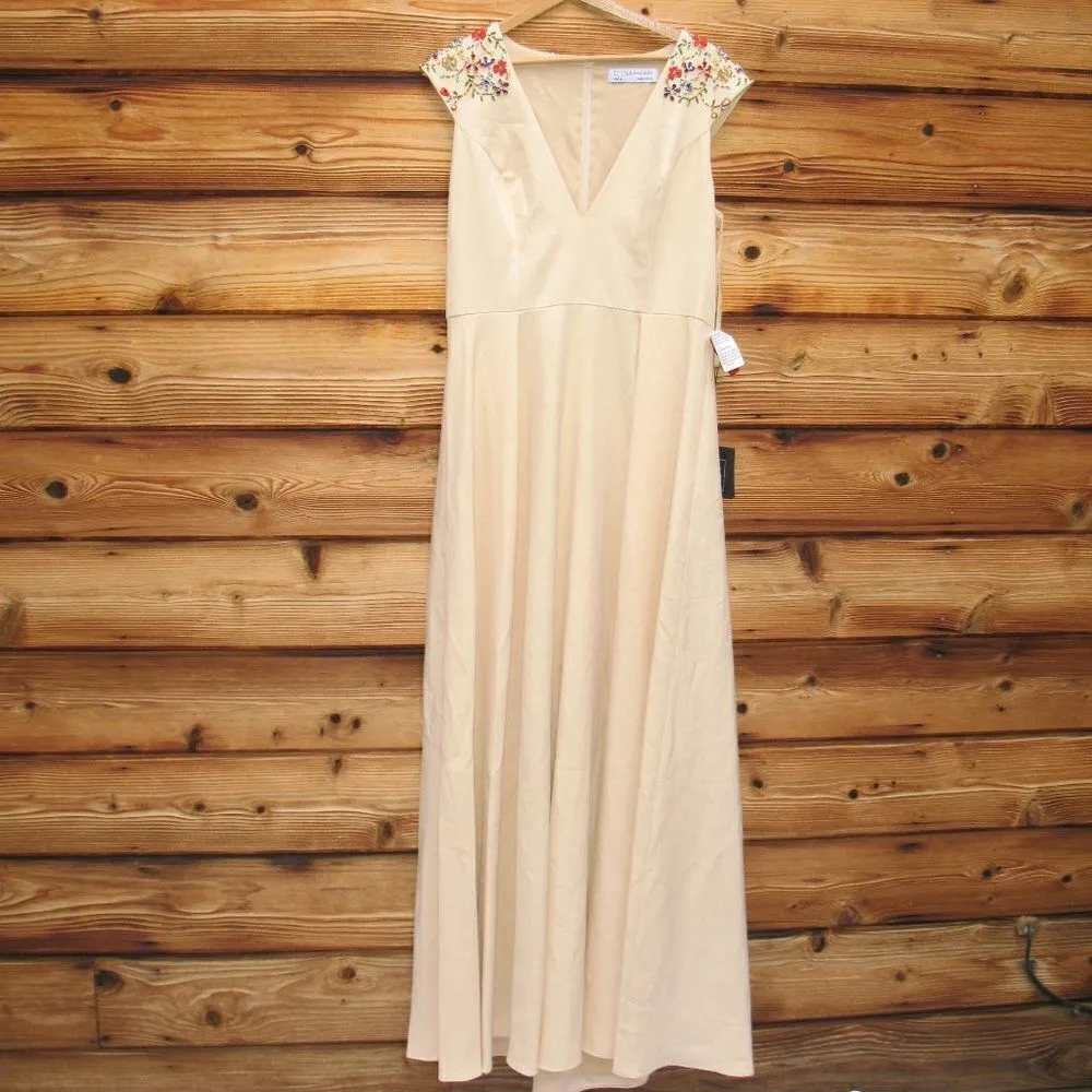 Mac Duggal 26540  Womens Beaded Cap Sleeve V Neck A Line Gown Dress - Image 6