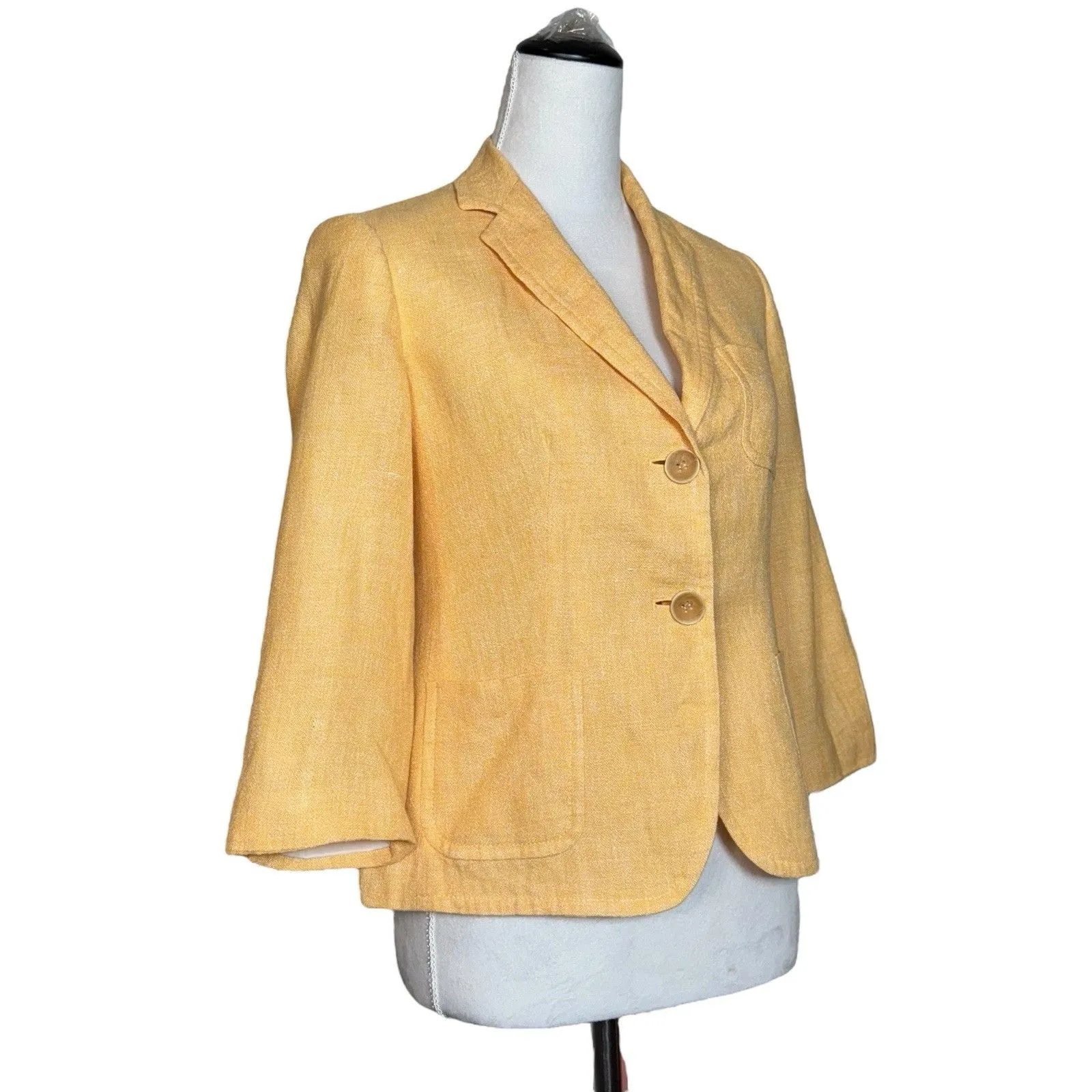 Talbots Linen Cotton Blazer 4P Petite Orange Y2K Academia Preppy Corporate Work - Image 3