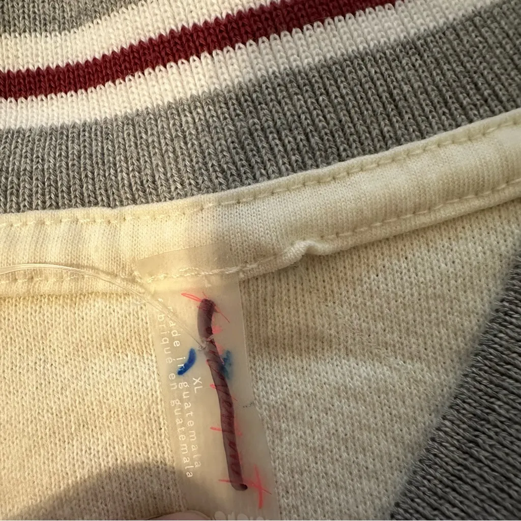 Free People FP Movement Match Point Set Ivory Varsity stripe XL top skort short - Image 3