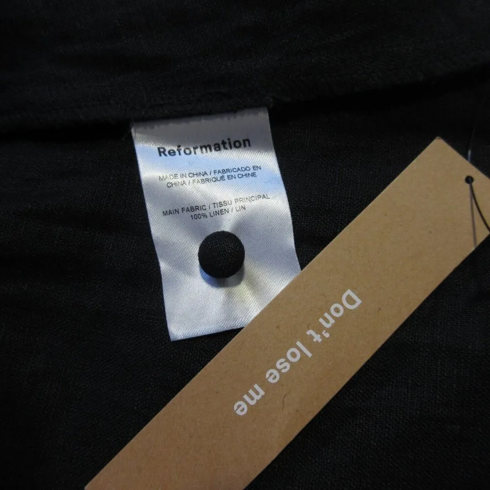 NWT Reformation Newbury in Black Linen Puff Sleeve Midi Shirt Dress 2 $218 - Image 7