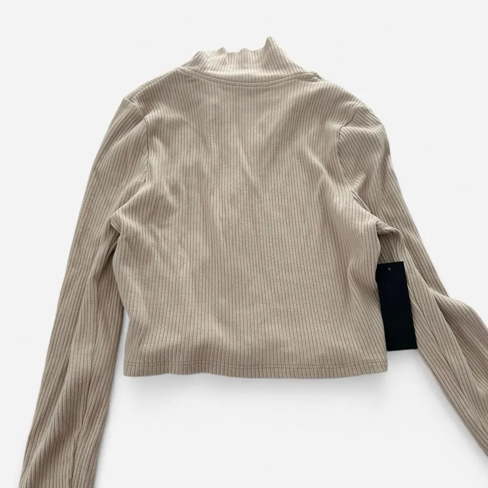 the range nyc collared ribbed knit cream tan long sleeve Medium - Image 4