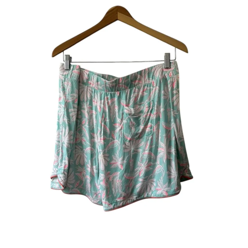 Vineyard Vines Cay Floral Island Paradise Blue & Pink Lounge Pajama Shorts Sz XL - Image 4