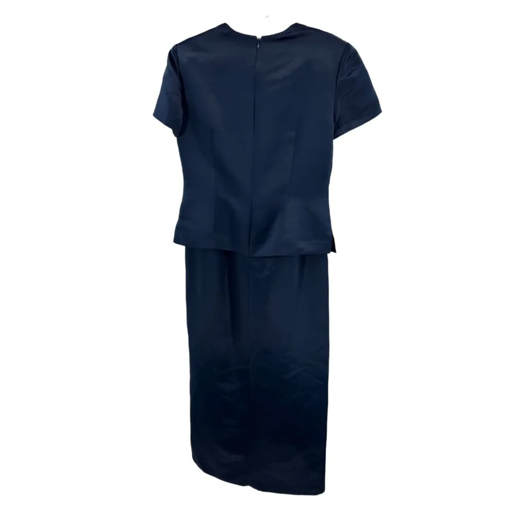 Liz Claiborne Nights navy beaded 8 floor length gown mother bride groom formal - Image 2