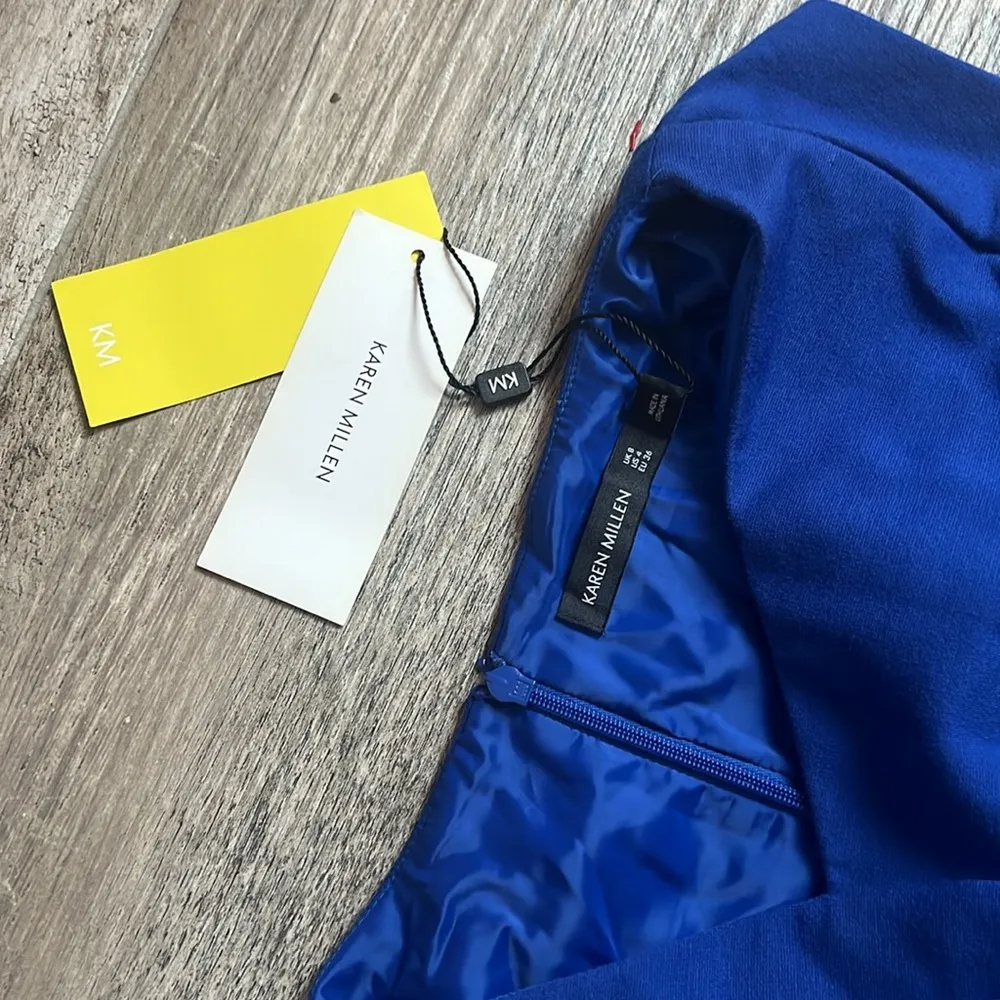 Karen Millen Tailored Pencil Sheath Dress Sz 4 BLUE FORMAL CASUAL NWT #179 - Image 9