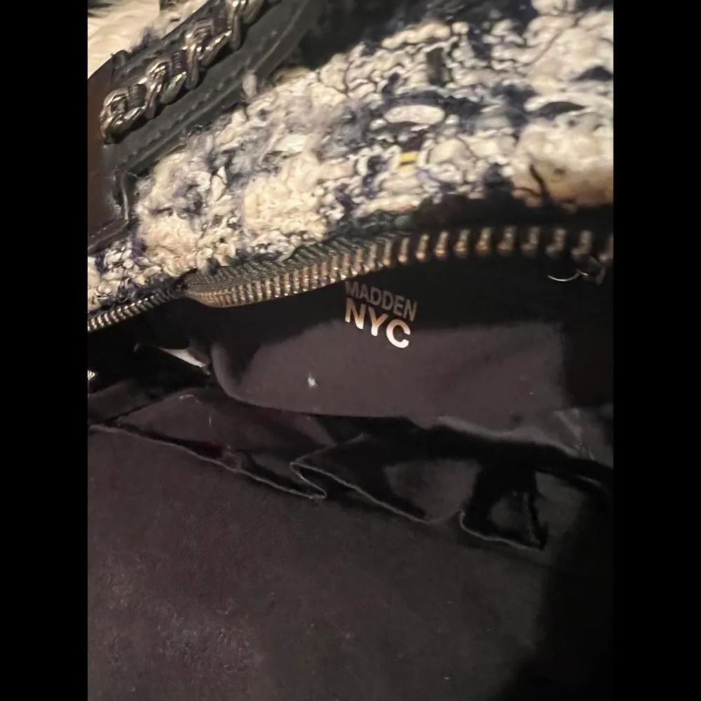 Madden NYC Stylish Tweed Backpack Blue - Image 9