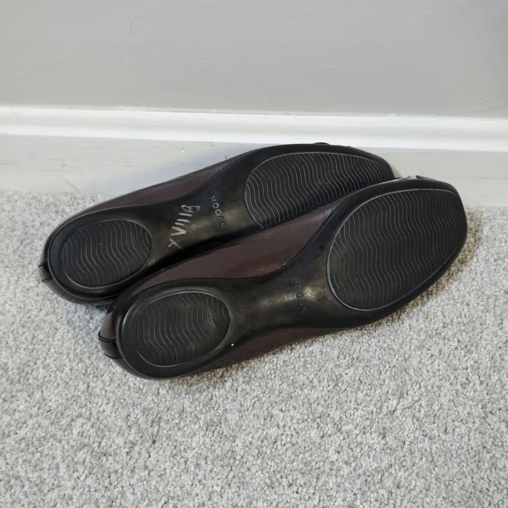 HOGAN Italy Dark Plum/ Black Patent Leather Ballet Flats US‎ Sz 7.5 EU 37.5 Purple - Image 10