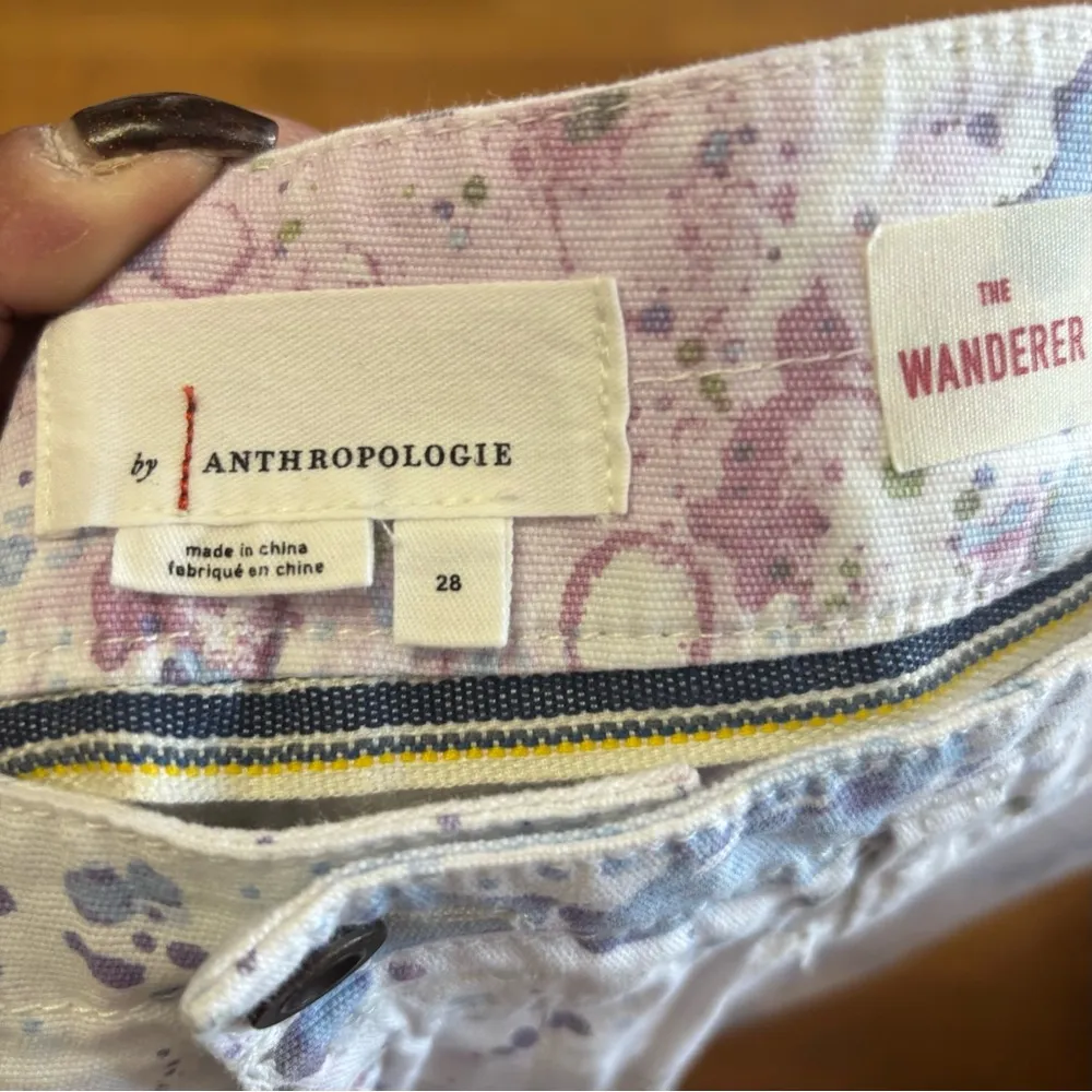 Anthropologie Wanderer Watercolor Cargo Coastal Preppy Career Office Pants 28 - Image 6