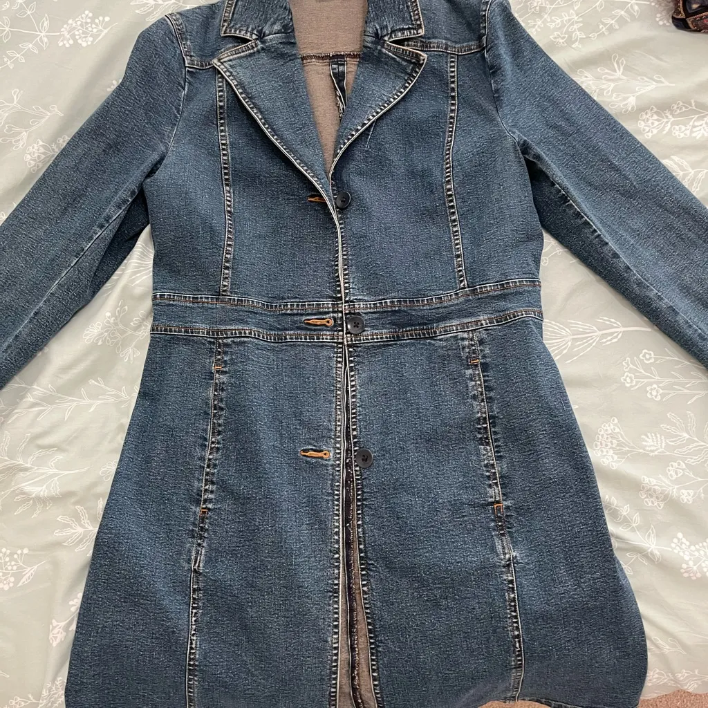 Halogen  Denim Trench Coat Sz M - Image 3