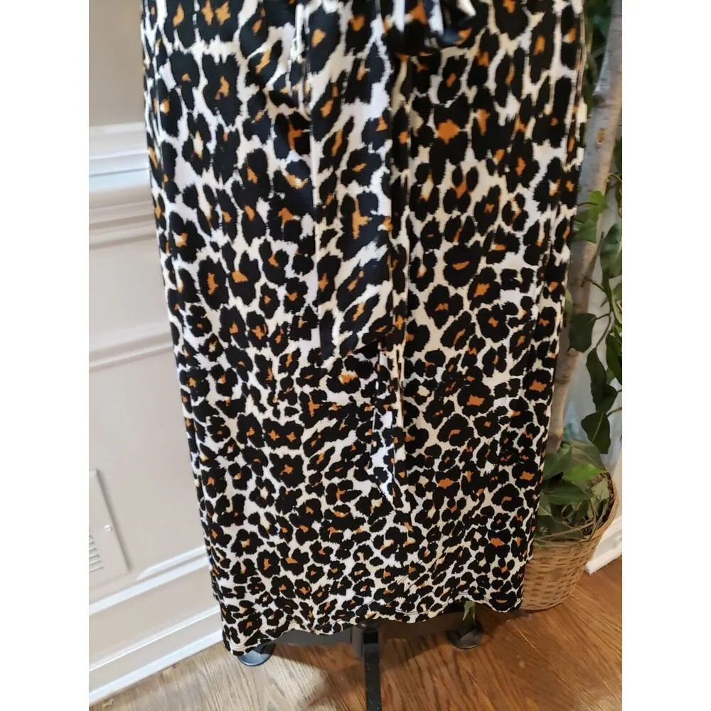 Donna Morgan Womens White Leopard Print Short Sleeve Knee Length Wrap Dress 18W - Image 4