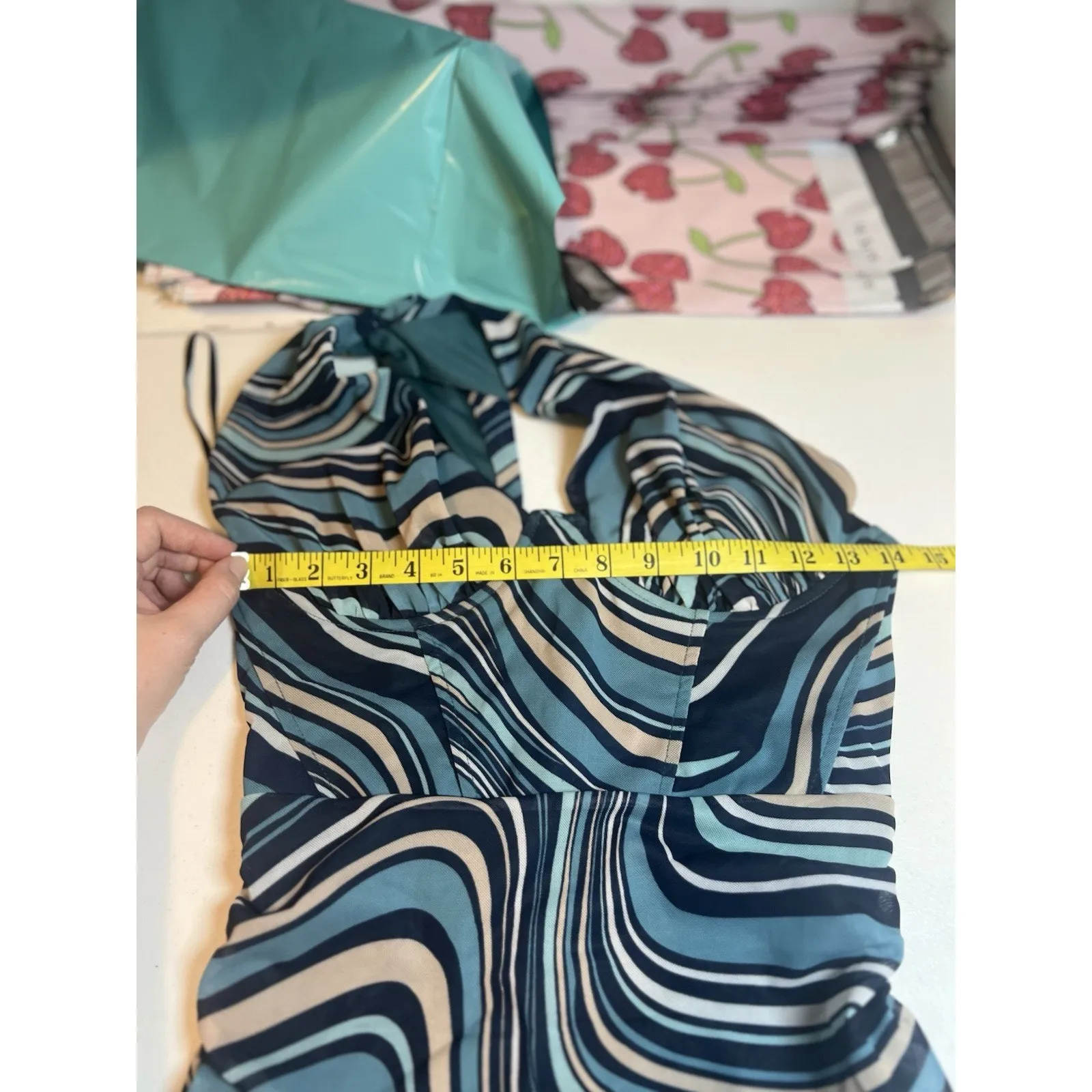 Forever 21 Blue Bodycon Dress – No Size Tag (See Measurements in Photos - Image 8