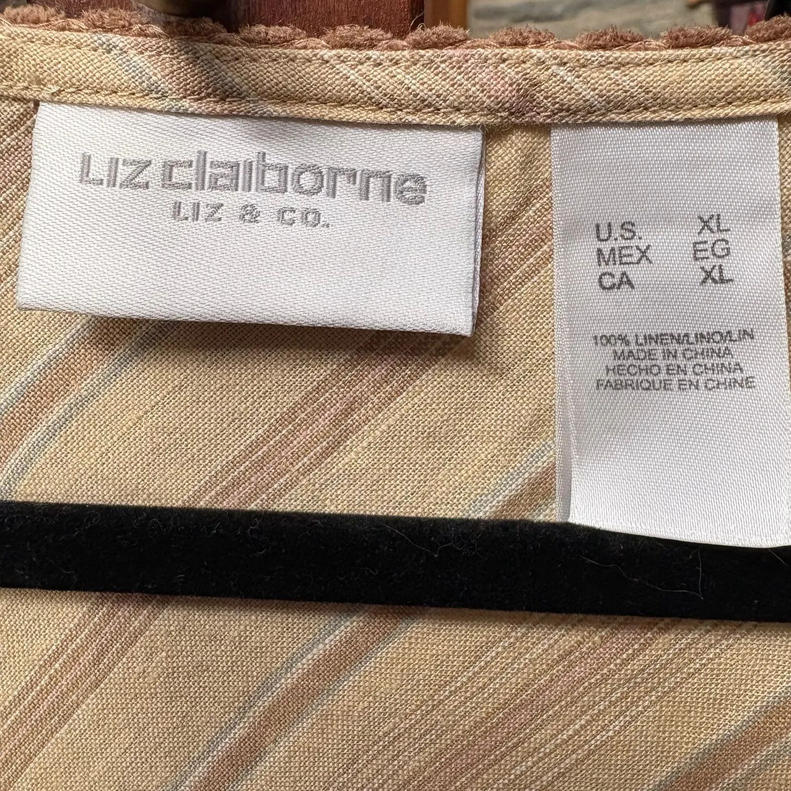 Vintage NWT Liz Claiborne 100% Linen Neutral Stripe Maxi Dress size XL - Image 8