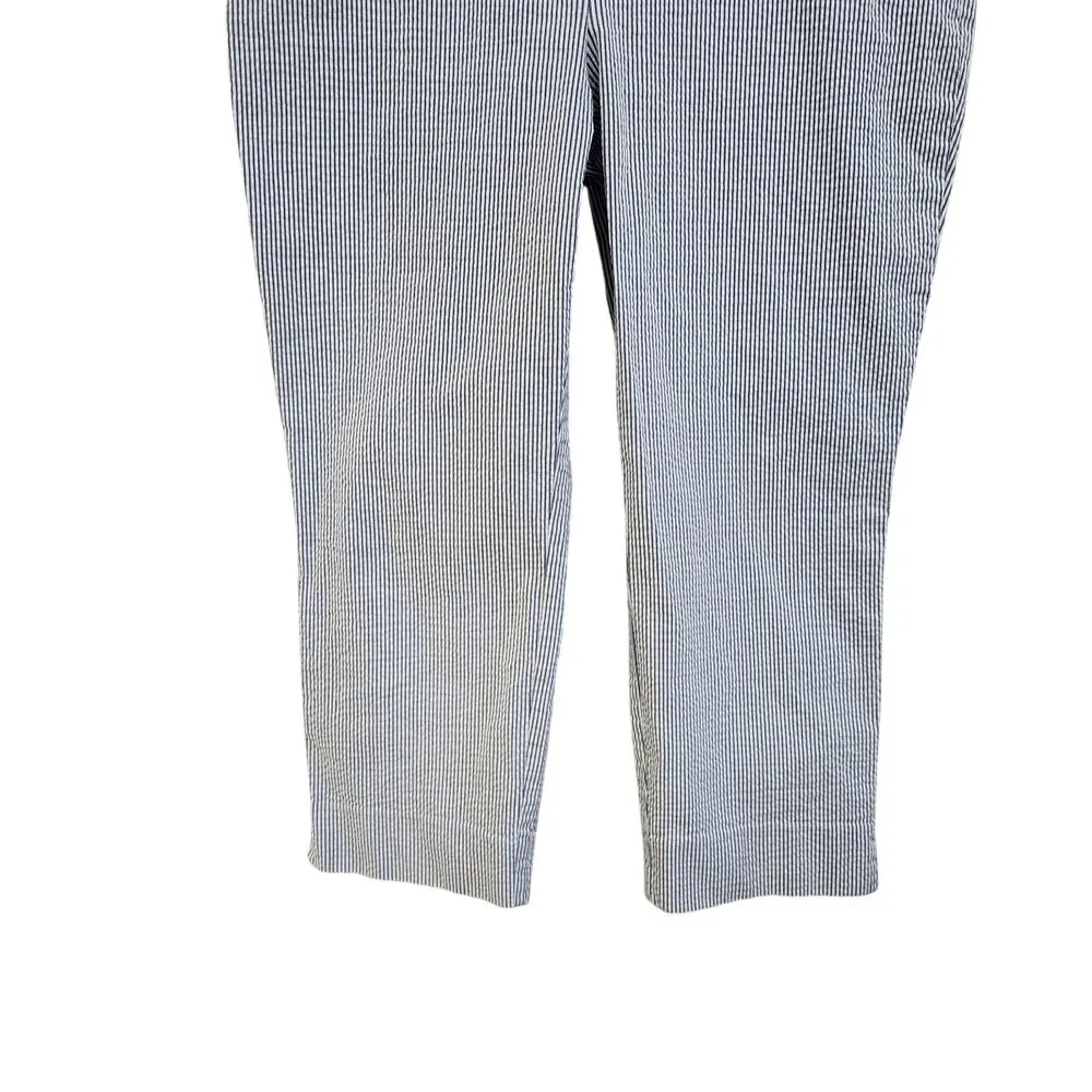 Hilary Radley Seersucker Cotton Pinstripe Cropped Ankle Pants Blue White Sz 2XL - Image 4