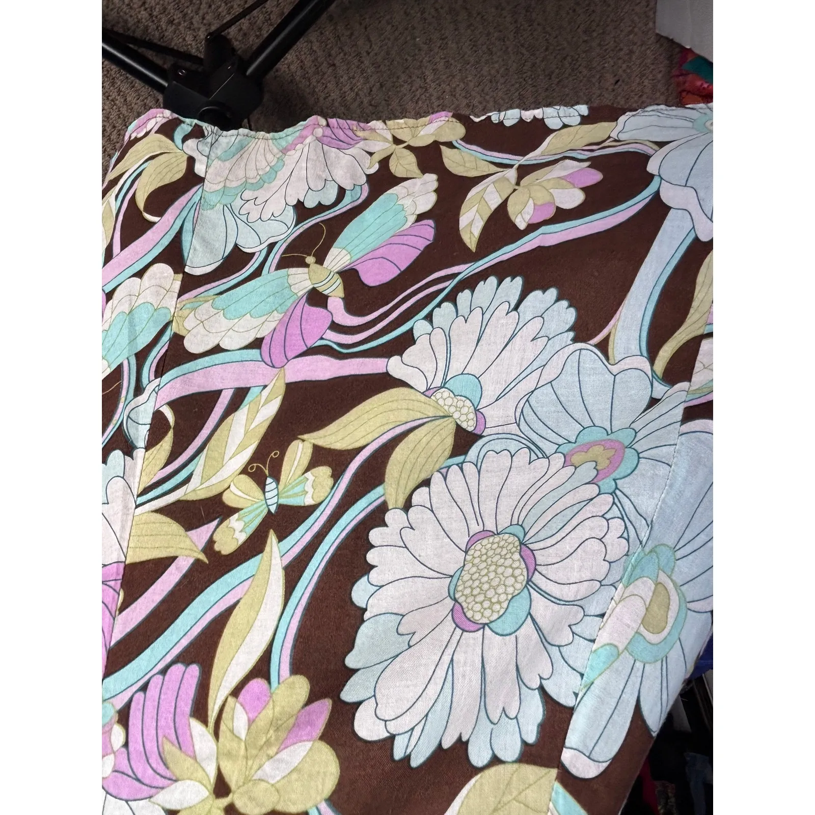 Y2K Fairy Floral Skirt Brown Pastel Butterfly Floral Cotton Midi Skirt 2000s Size M - Image 5