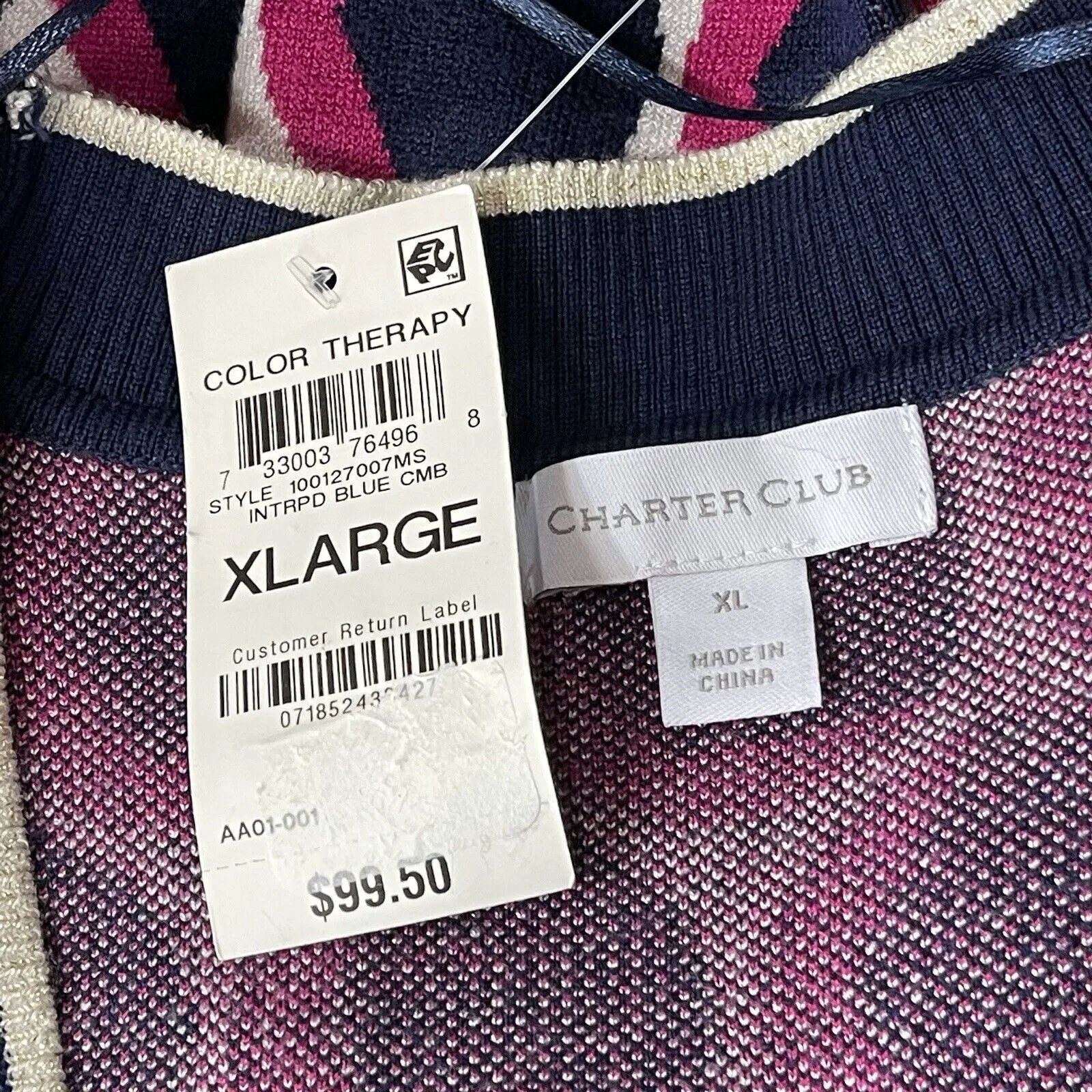 Charter Club X-Large Cardigan Sweater Geometric V-Neck Stretch Button-Up Pockets - Image 6