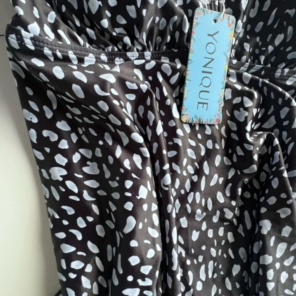 Yonique Tankini Tops for Women No Bottom Flowy Bathing Suit V Neck Swim Top S. Black - Image 7