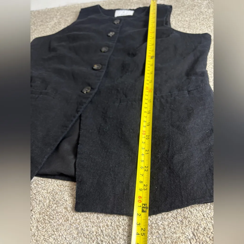 Old Navy Linen-Blend Button-Front Vest Black Button Down Sleeveless Summer Beach - Image 7