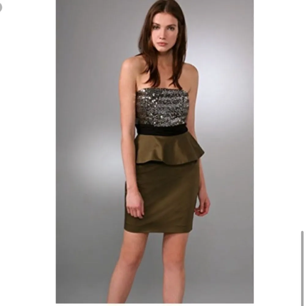 Y2K Alice + Olivia‎ Bethany Sequin Peplum Cocktail Holiday Party Corset Dress - Image 3