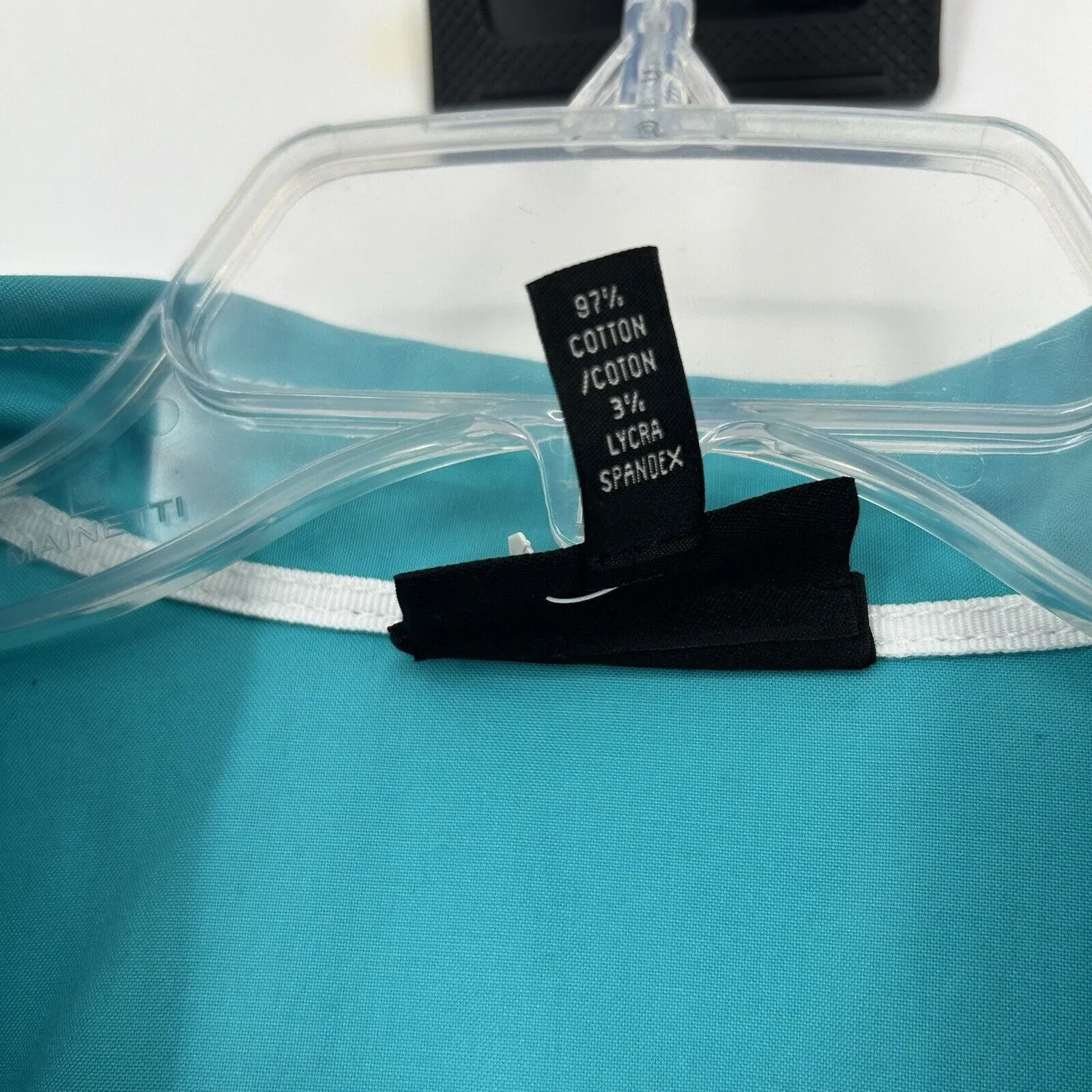 Foxcroft Non Iron Button Up Shirt Fitted Fit Blue 3/4 Roll Tab Sleeves Size 14 - Image 10