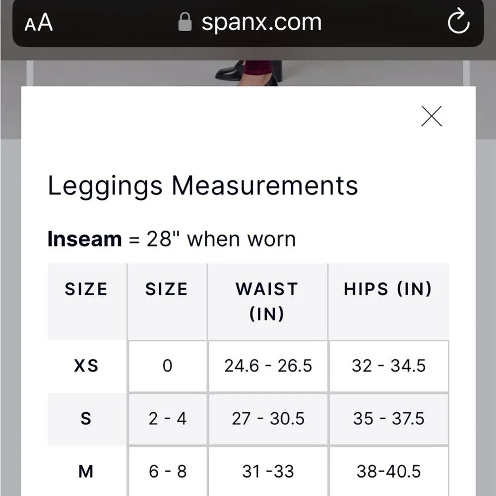 SPANX‎ Velvet Leggings Power Waistband Rich Burgundy Small - Image 6