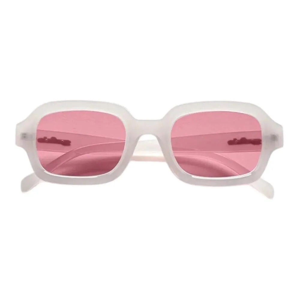 SZADE NIB Watts Ash Bubblegum Sustainable On Trend Rectangular Frame Sunglasses White - Image 2