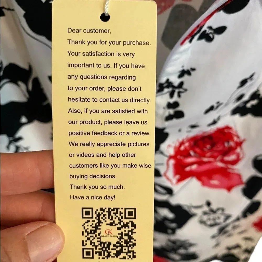 New Grace Karin cotton white red black floral peplum pencil skirt pin up Holiday - Image 7