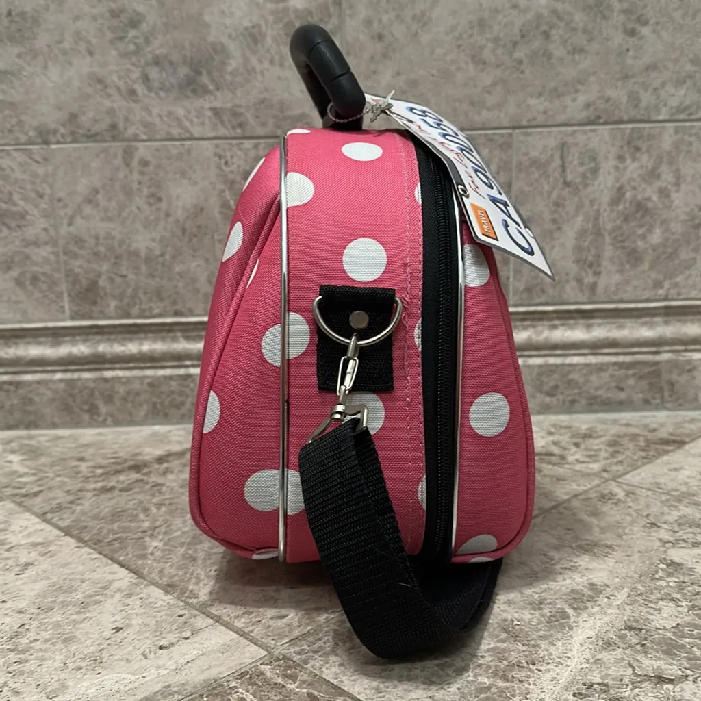 Rockland Luca Vergani Cosmetic Case NEW Pink Polka Dots Large Size - Image 4