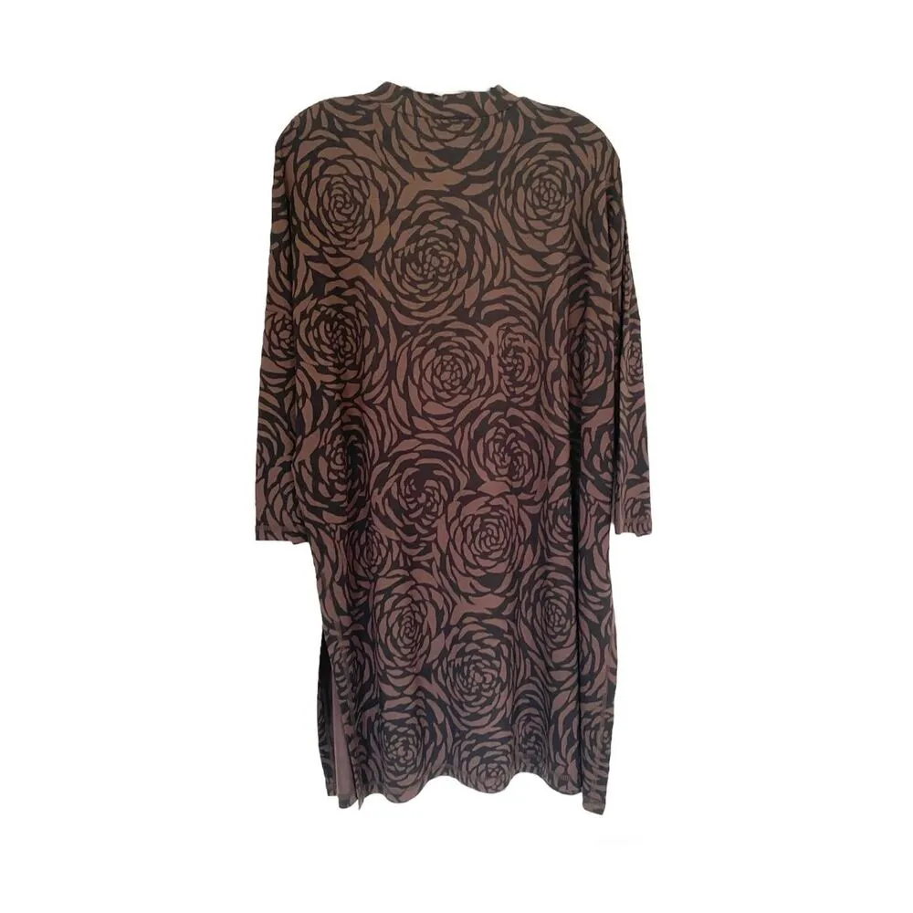 Masai Copenhagen Floral 3/4 Sleeve Mock Neck Tunic Sz L Brown Size L - Image 4