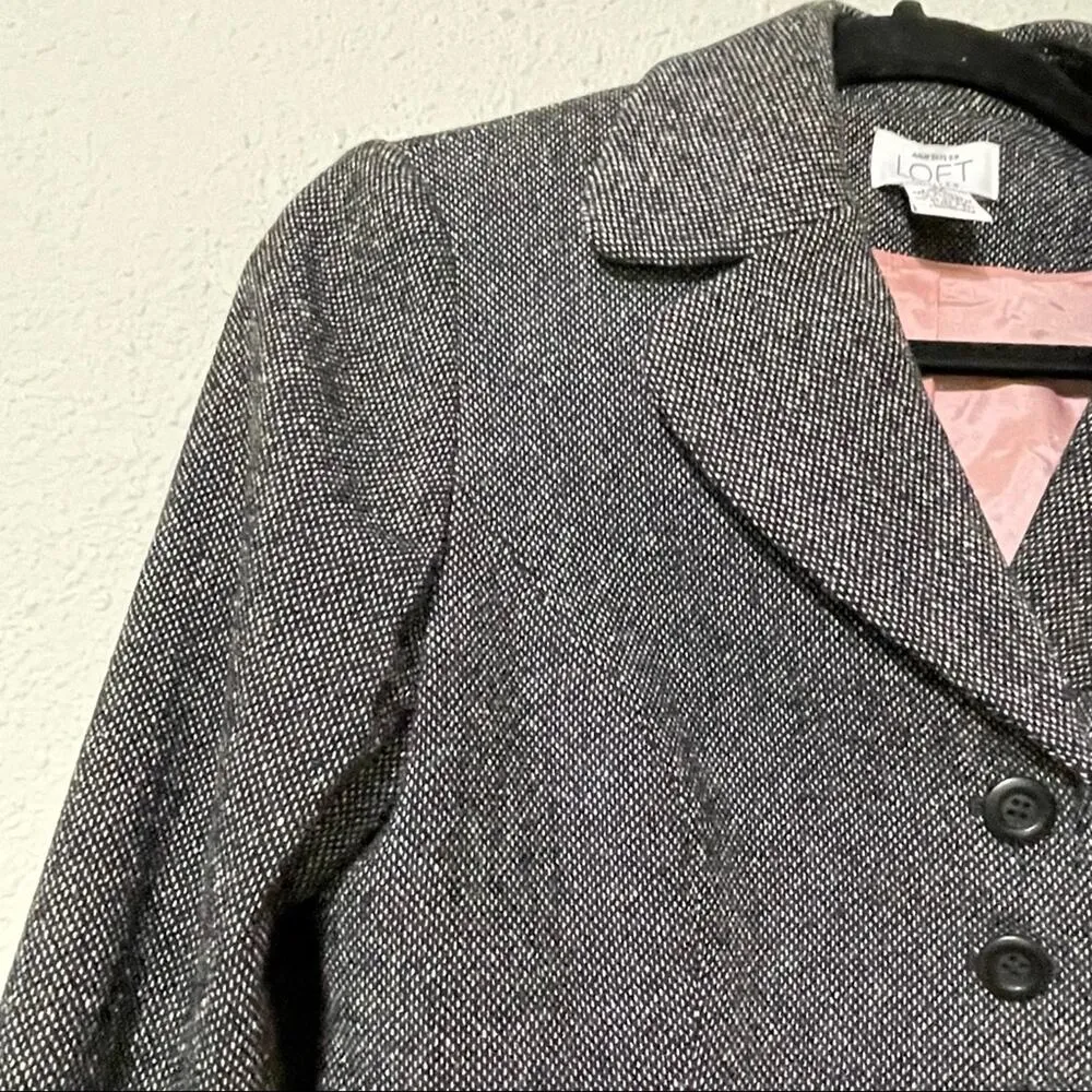 Ann Taylor Loft Black & White Tweed Boxy Fit Blazer Jacket 4P Dark Academia - Image 4