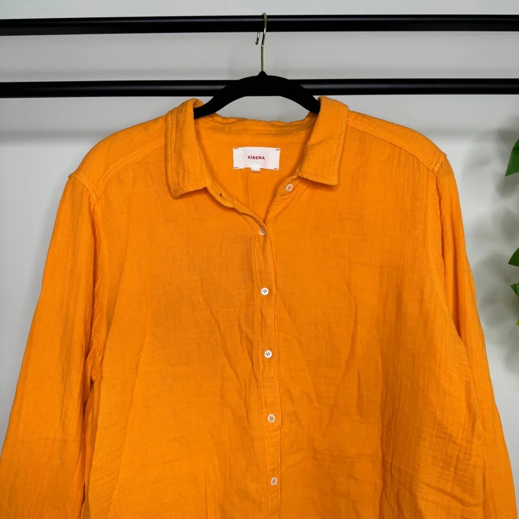 Xirena Gauze Cotton Scout Button Down Blouse size L Large Orange - Image 4