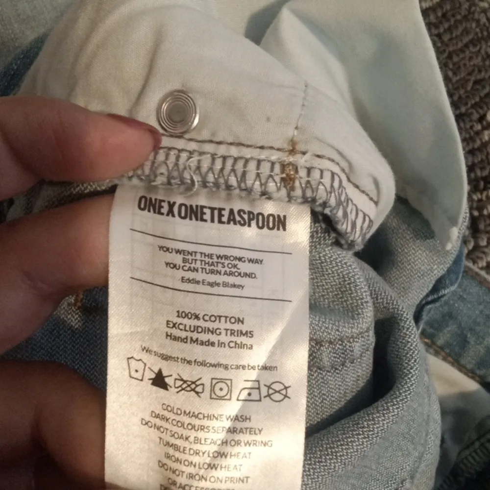 One Teaspoon Freebirds Low Rise Extreme Distresed Cropped Blue Womens 28 - Image 5