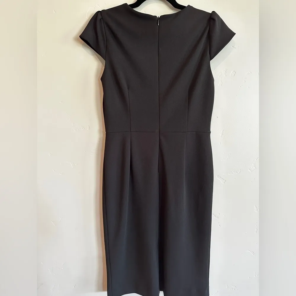 Betsey Johnson Womens Crepe Puff Sleeves Sheath Dress Black 6 - Image 13