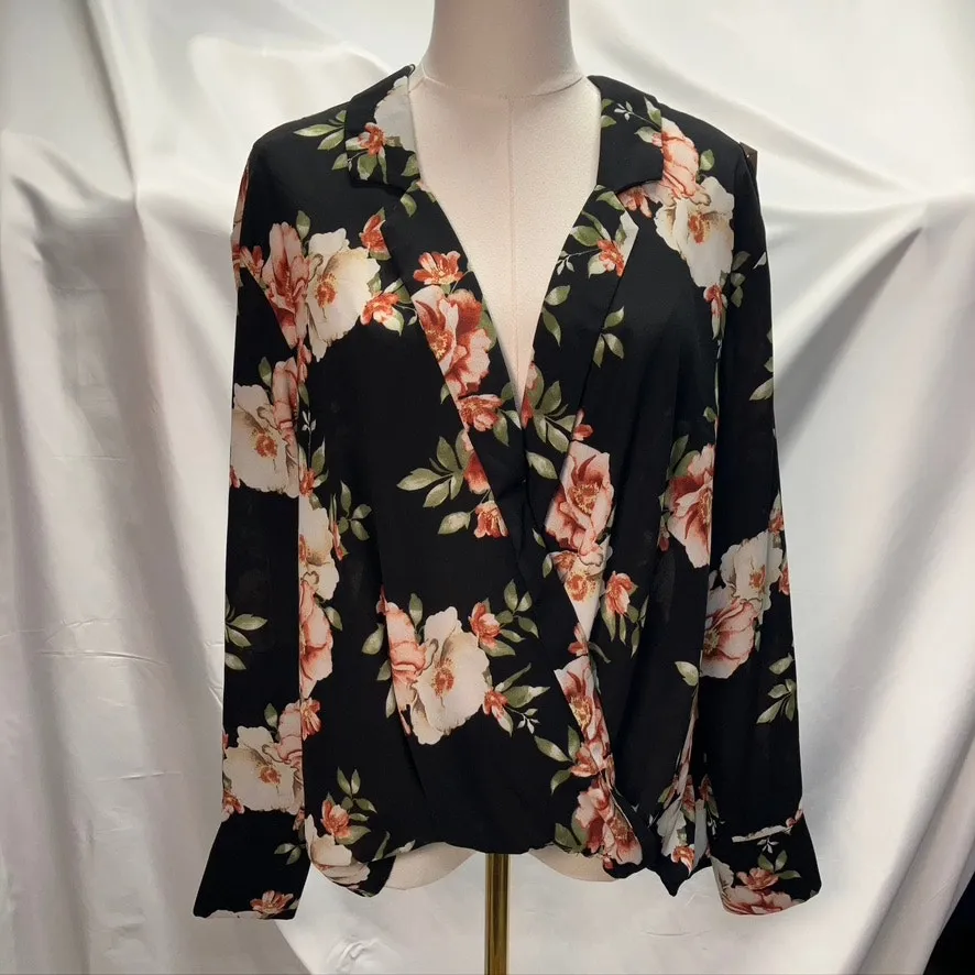 Likely Sophia Floral Mimi Top in Black Multi Womens Large Pink‎ Classic Boho - Image 3
