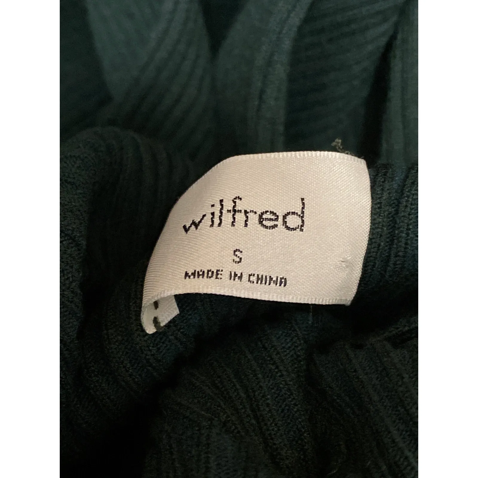 Aritzia Wilfred Green Ribbed Mock Neck Long Sleeve Midi Bodycon Sweater Dress S - Image 4