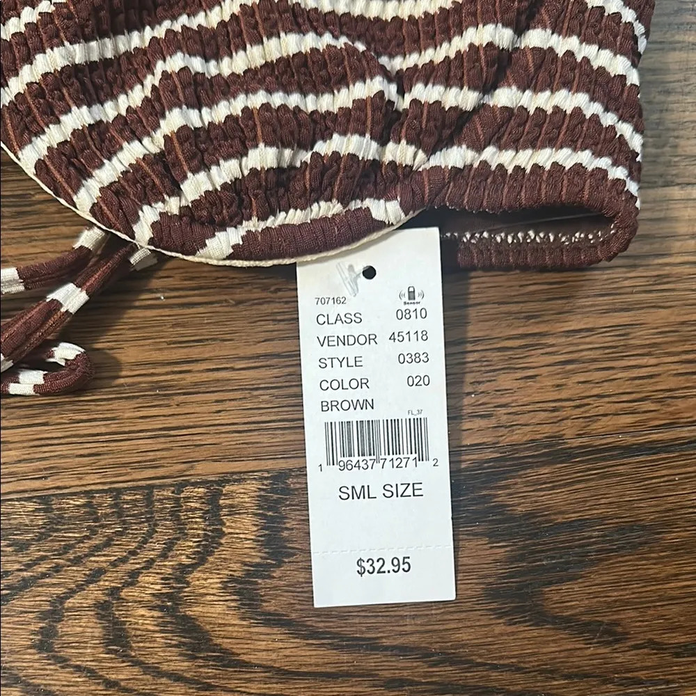 New Pacsun Striped Brown Bikini Top - Image 5