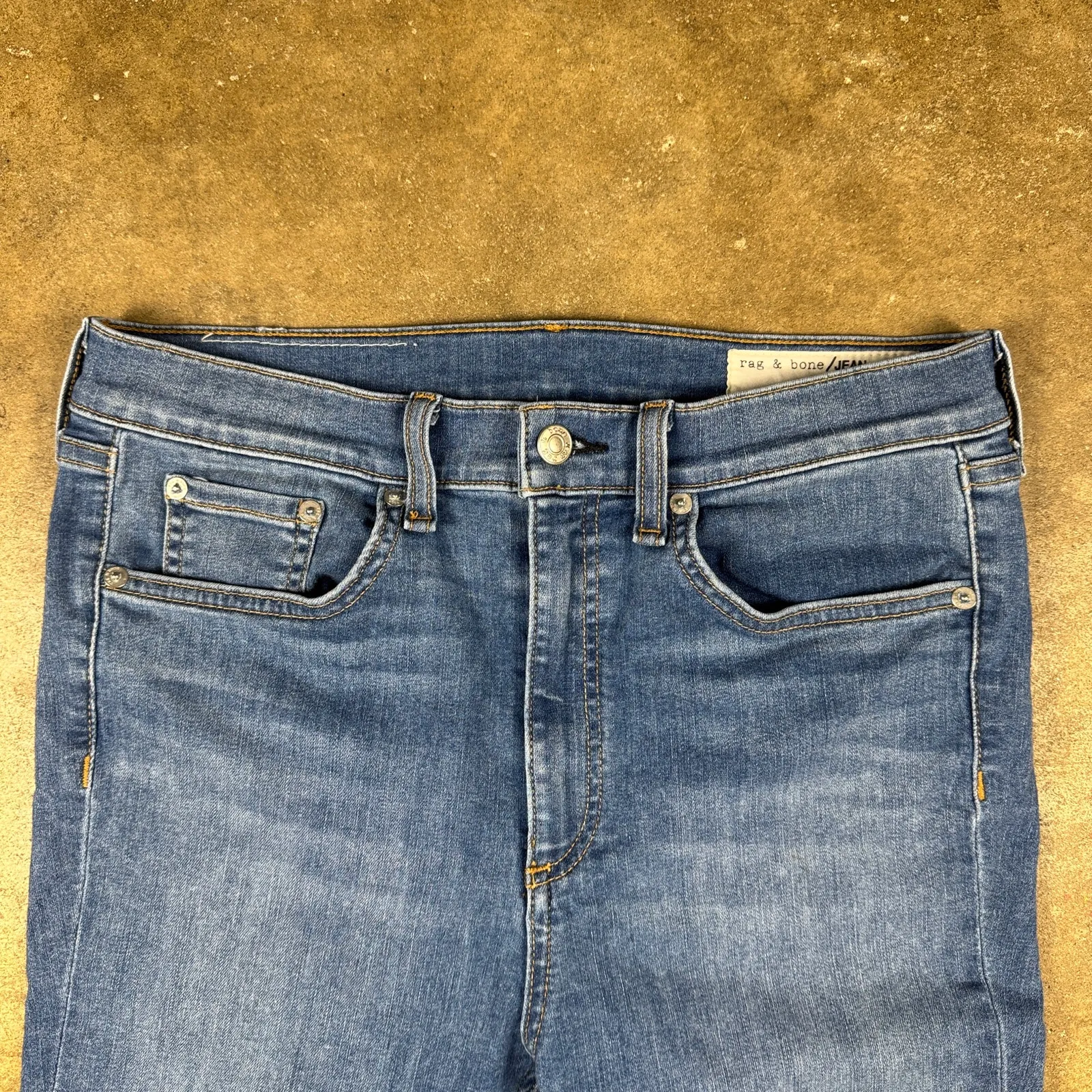 Rag & Bone High‎ Rise Skinny Jeans Women’s Size 30 Blue Alibi Distressed Hem USA - Image 2
