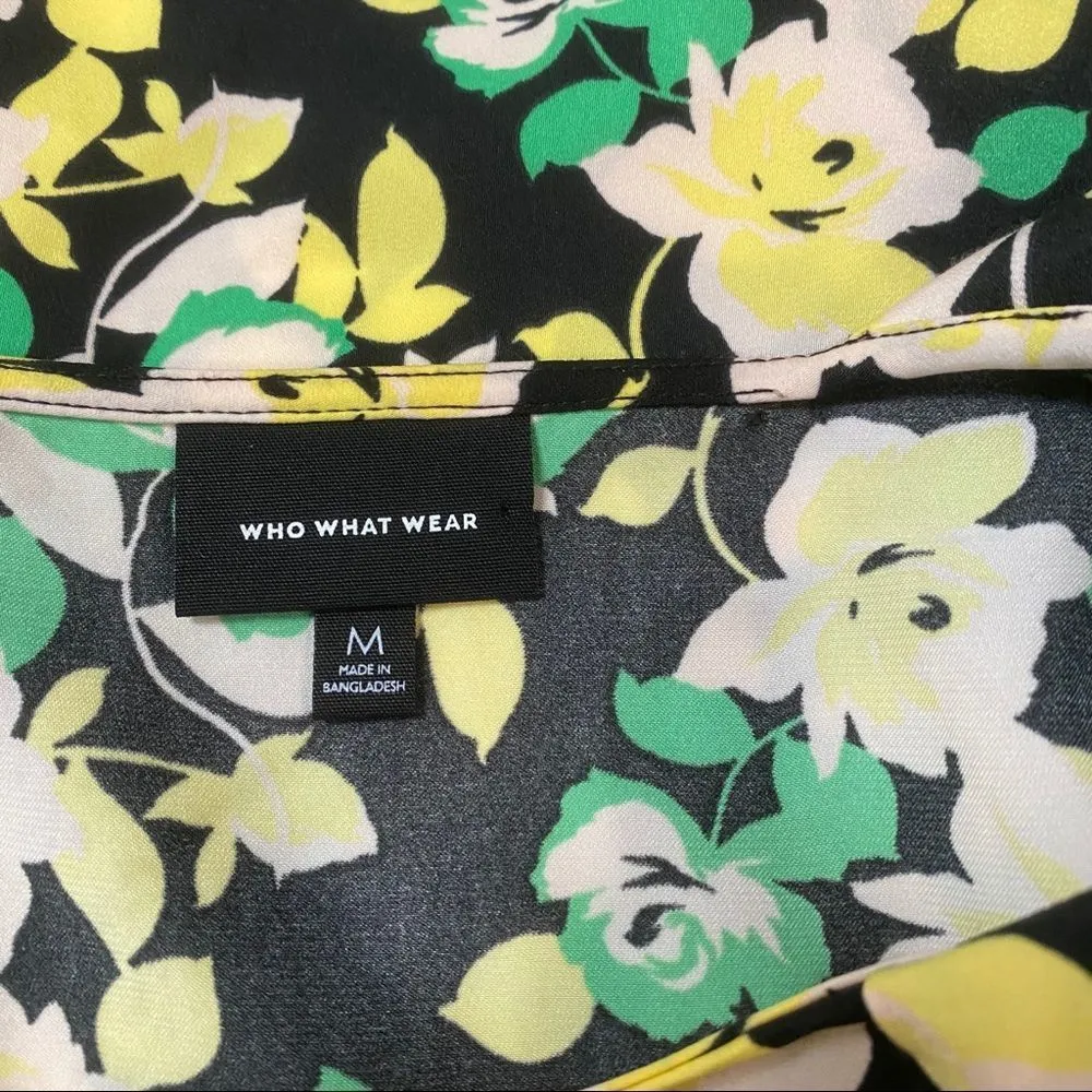 Who What Wear Floral Front Key Hole Long Sleeve Top Blouse Medium - Image 6